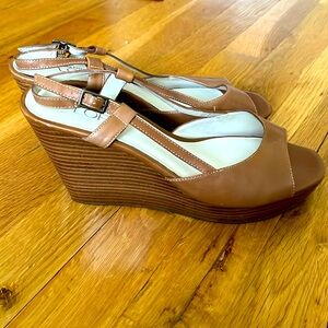 Ann Taylor Loft brown wedge sandals size 7w excellent condition worn once